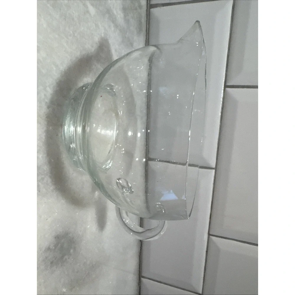 Vintage Hand Blown‎ Clear Glass Cream And Sugar Set OLA002